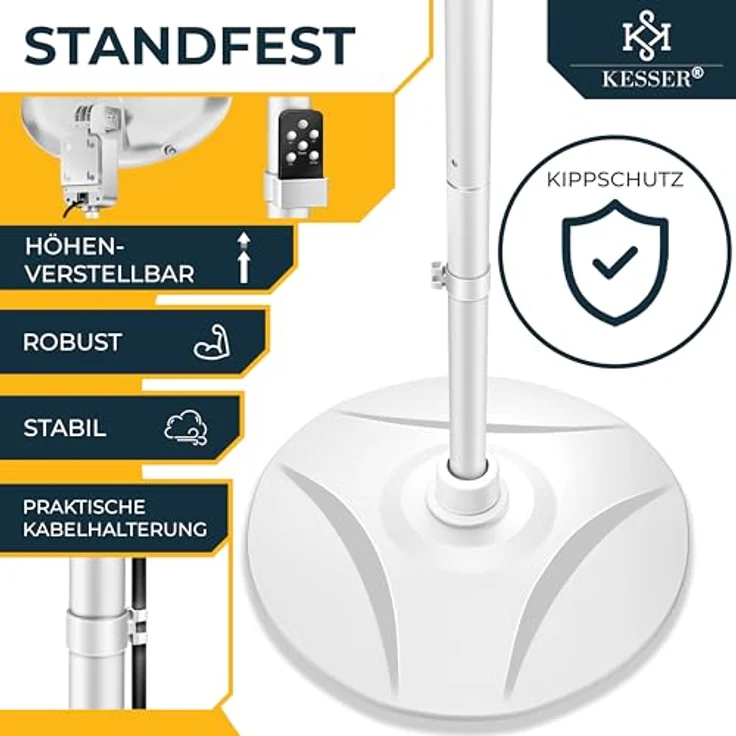 KESSER® Infrarot Heizstrahler 2000W, Terrassenstrahler mit WIFI & Fernbedienung, 360° drehbar, höhenverstellbar, IPX4 spritzwassergeschützt, Stand- & Wandmontage, für Balkon & Garten – Bild 5