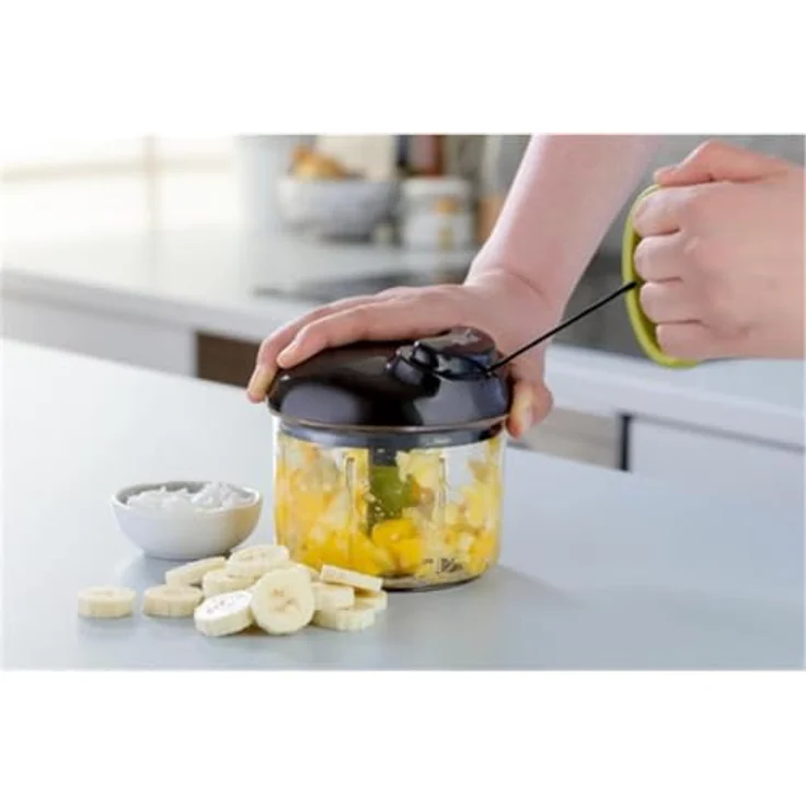 Tefal K13204 Ingenio 5-Sekunden-Zerkleinerer ohne Strom, Fassungsvermögen: 900 ml, Multizerkleinerer, Universalzerkleinerer für Gemüse, Obst, Zwiebeln, Nüsse, Knoblauch, Babynahrung, schwarz-grün – Bild 2