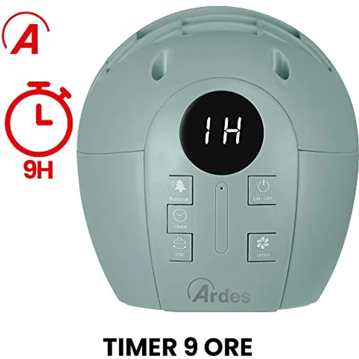 ARDES - Digitaler höhenverstellbarer Turmventilator-Vertikaler Ventilator mit 3 Geschwindigkeiten und 2 Sätzen austauschbarer Füße für doppelte Höhe - Fernbedienung+Timer 9h und Handgriff-Salbei – Bild 5