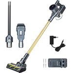 Genius Invictus X8 Pro Akku-Staubsauger, Handstaubsauger Kabellos, Beutellos, Wechselakku Laufzeit bis 50 min. 400 Watt, 3-Fach-HEPA Filter, 360 Grad Hartboden Elektrobürste LED Licht, 12-TLG