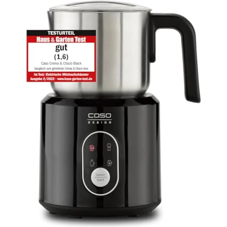 Caso Fomini Choco Black 1665 Milchaufschäumer, 250 ml Aufschäumen, Choco-Funktion, Überhitzungsschutz, Abschaltautomatik, Touch Control, schwarz – Bild 1