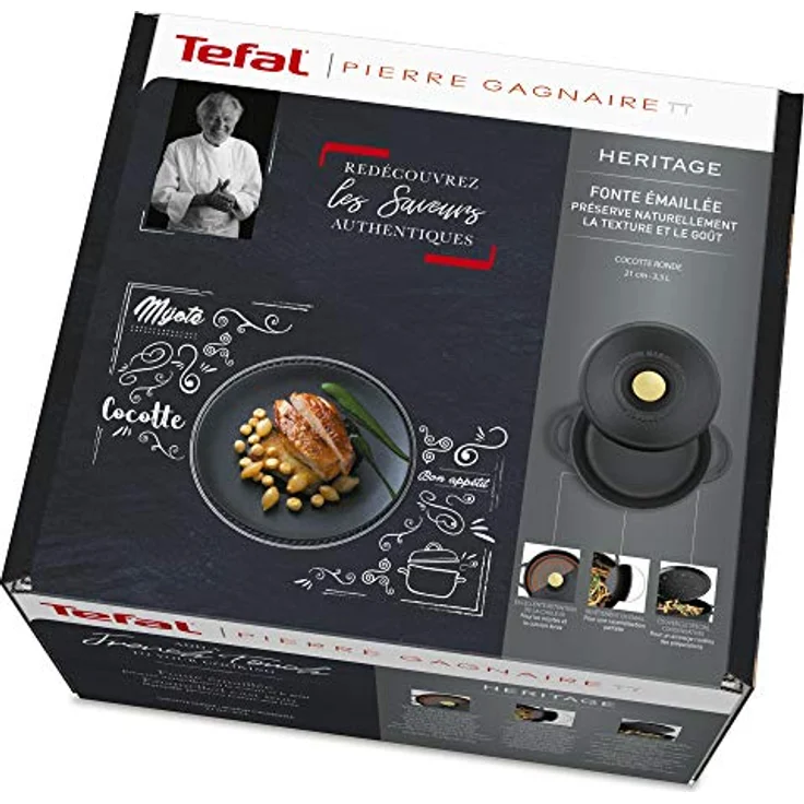 Tefal Heritage Schmortopf aus Stahlguss, rund, Gusseisen, 21 cm / 3,3L – Bild 5