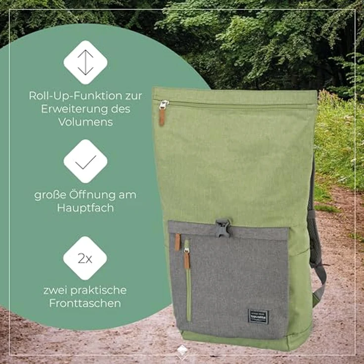 travelite BASICS Rollup Rucksack, Freizeitrucksack mit gepolstertem Laptopfach bis 15,6 Zoll, atmungsaktive Rückwand, viele Trendfarben verfügbar – Bild 6