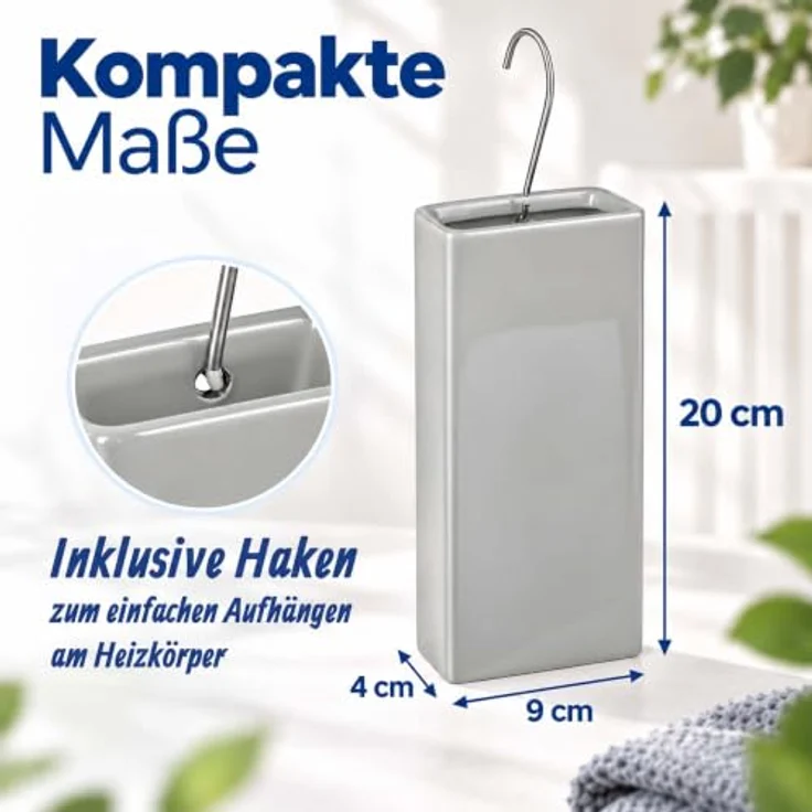 relaxdays Luftbefeuchter Heizung 4er Set, 0.4 l Wassertank, passive Feuchtigkeitsabgabe, Hellgrau – Bild 5