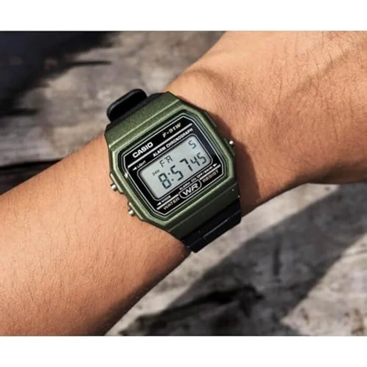 Casio F-91WM-3ACF, Herren Digital Quarz Uhr mit Harz Armband, schwarz – Bild 5
