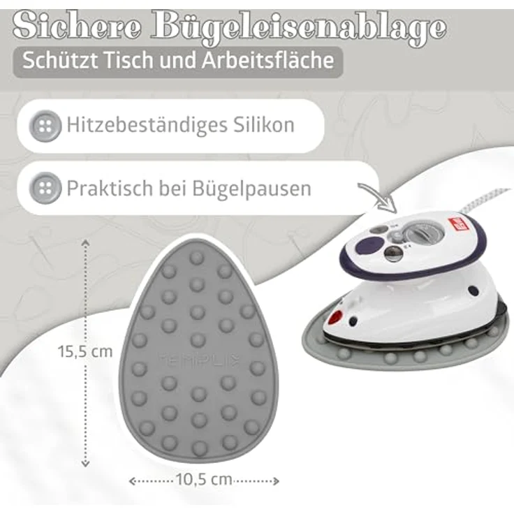 Semplix Prym Mini-Dampfbügeleisen Set, Reisebügeleisen mit Tasche und Silikonablage anthrazit/grau, 343 W – Bild 4