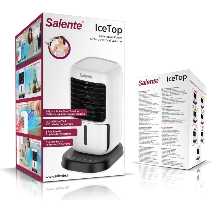 Salente IceTop, 3-in-1 Tischkühlgerät mit Ventilator und Luftbefeuchter, 450 ml Wassertank