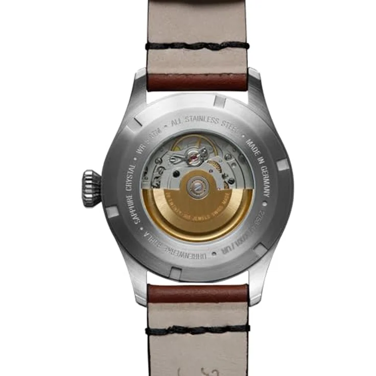 Bauhaus Herrenuhr Aviation CT-BHA Automatik Braun/Grün 2756-4, Lederarmband, grünes Zifferblatt und Edelstahlgehäuse – Bild 3