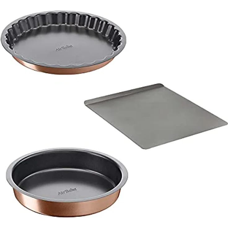 Tefal Airbake Springform 23 cm + Tortenform 27 cm + Backblech 30 x 35 cm, perfektes Backen, Antihaftbeschichtung, gesundes Kochen, umweltfreundlich, spülmaschinenfest, YY4833FA – Bild 1