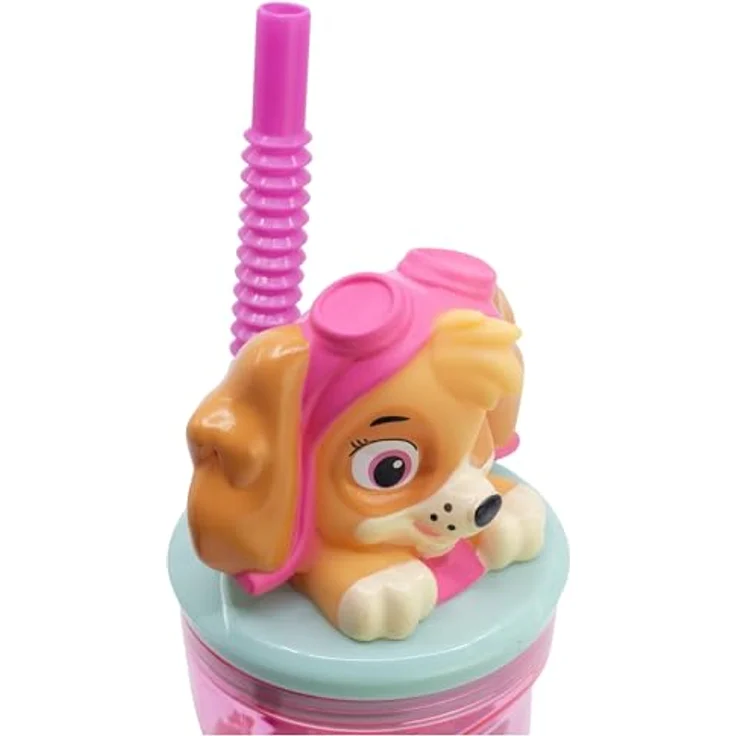 PAW PATROL 3D Trinkflasche Becher Tumbler mit Strohhalm & Figurdeckel, 360 ml – Bild 4
