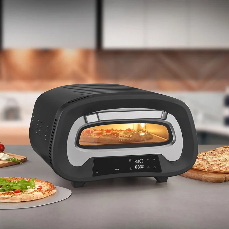 Caso PizzaChef 2984 Pizzaofen, 8 Automatikprogramme, inkl. Pizzastein, Schwarz