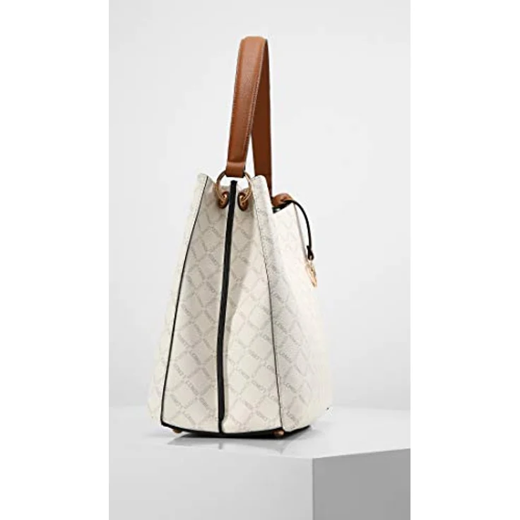 L.Credi Filiberta Schultertasche 30 cm, Damen Handtasche mit Allover-Logoprint, Weiss – Bild 3