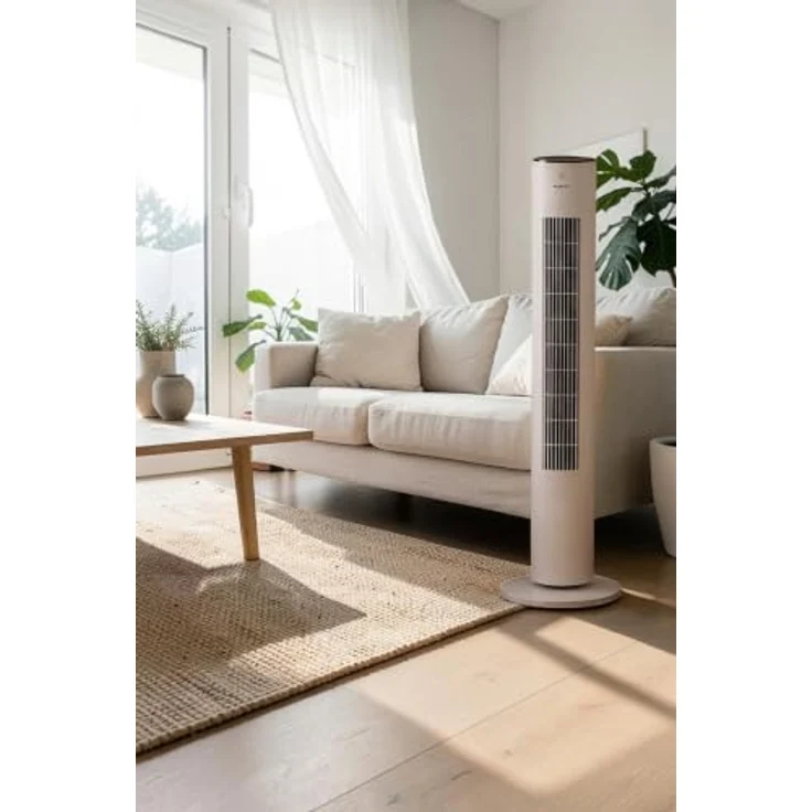 KUMTEL Standventilator, 50 W mit automatischer Abschaltfunktion und Fernbedienung, 60° Oszillation, weiß – Bild 5