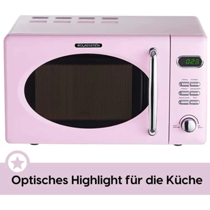 Wolkenstein WMW720 SP Mikrowelle, Standgerät, 700 Watt, 20 Liter Garraum, Nostalgie pink RETRO – Bild 5