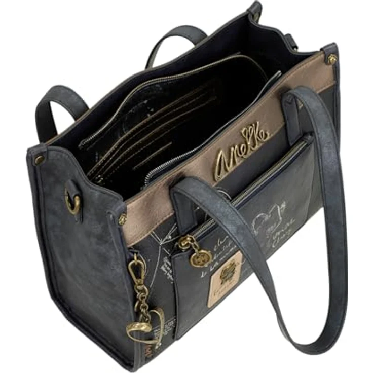 Anekke Umhängetasche Shoulder Bag, Multicolor (dunkelblau/taupe/beige), mit Zipper, 30 cm breit, verstellbarem Schulterriemen und geräumigem Hauptfach – Bild 5