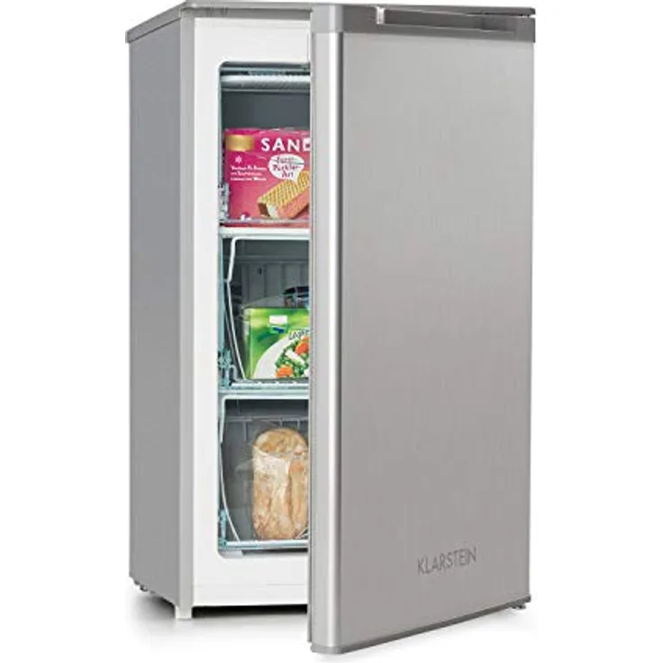 Klarstein Mini Gefrierschrank, Klein & Leise, 69L, Freistehender Gefrierschrank in stilvollem Design, Effizienter Tiefkühlschrank - Weiß