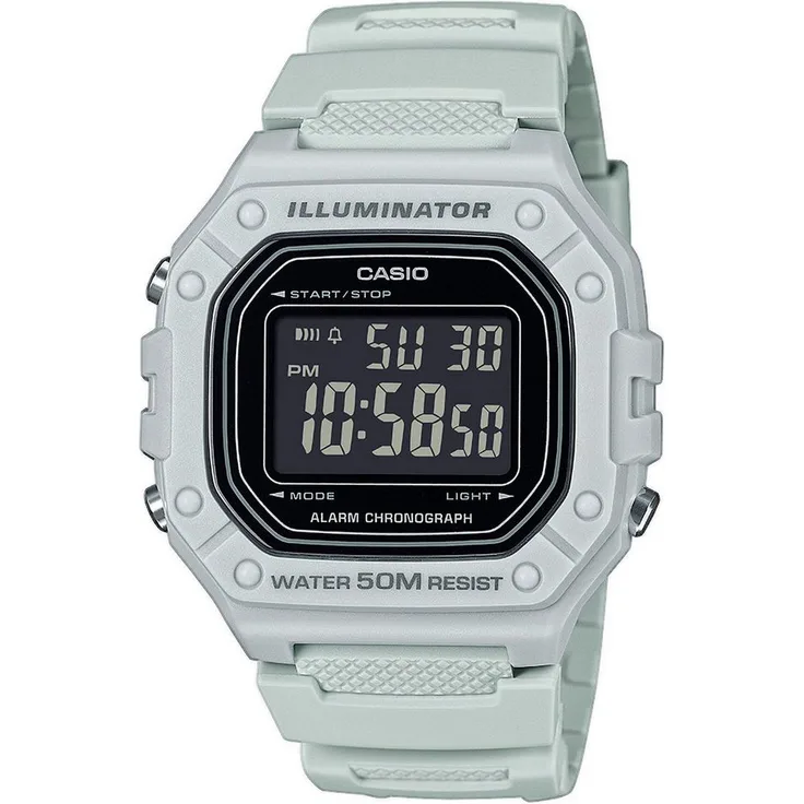CASIO TIMELESS COLLECTION Chronograph W-218H-8BVEF, digitale Herrenuhr mit automatischem Kalender, schwarz