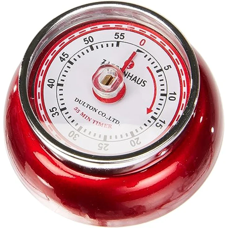 Zassenhaus Küchentimer SPEED |Kurzzeitwecker aus Metall | Magnetisch | Mechanischer Betrieb | Keine Batterie benötigt | Kurzzeitmesser im Nostalgie Design | Rot Metallic – Bild 1