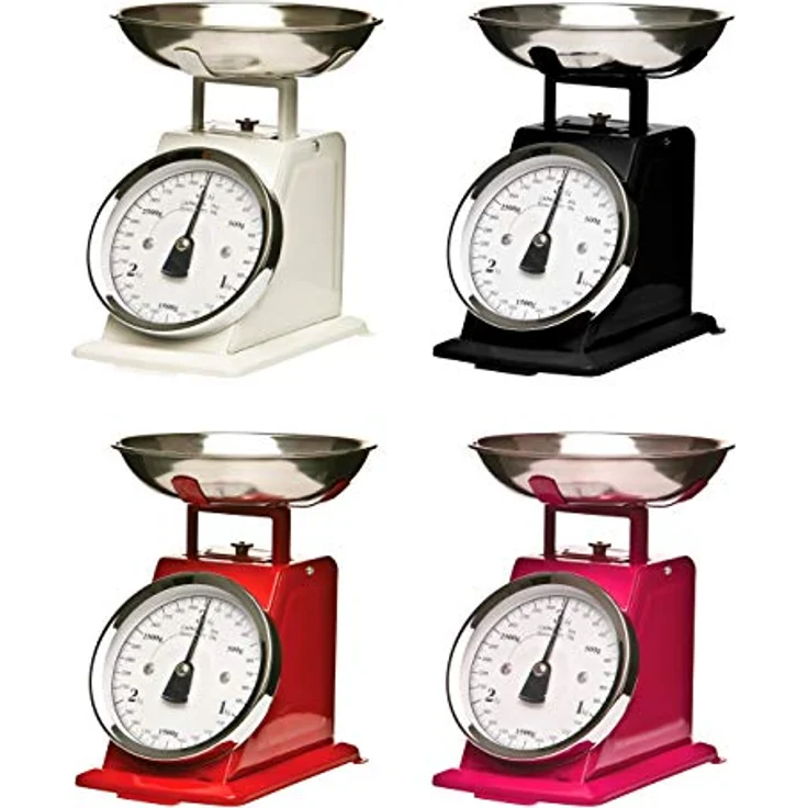Premier Housewares Küchenwaage im Retrolook mit Edelstahlschale, rot – Bild 5