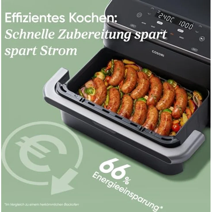 Cosori Dual Blaze TwinFry 10 Liter Heißluftfritteuse CAF-TF101S-AEU, 4 Heizelemente, 8 Portionen, WiFi-Steuerung, schwarz – Bild 9