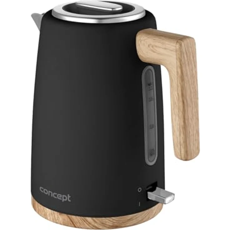 Concept RK3316 Edelstahl-Wasserkocher 1,7 l schwarz, stilvolles Design mit Strix-Anschluss und dreifacher Sicherheitsverriegelung – Bild 1