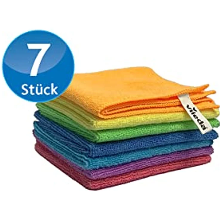 Vileda Mikrofaser Allzwecktücher Colors, Reinigungstücher zur trockenen und feuchten Anwendung, 100 % Mikrofaser-Material, 30 x 30 cm, mehrfarbig, Maxi-Pack, 7er-Pack - Preisvergleich – Bild 2