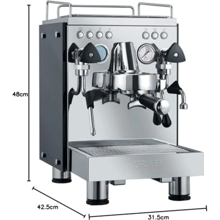 Graef ES1000 Contessa Espressomaschine Siebträgermaschine, 2,5 l Wassertank, Dampfdüse, 2850 Watt, silber – Bild 3