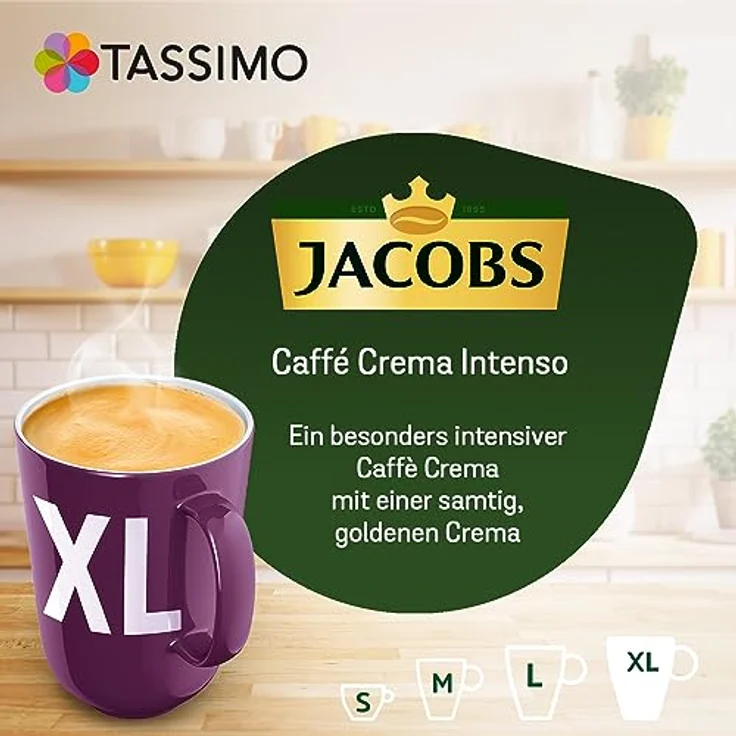 Tassimo Jacobs Caffè Crema Intenso XL, Kaffee Kapsel, Kaffeekapsel, gemahlener Röstkaffee, 80 T-Discs – Bild 2