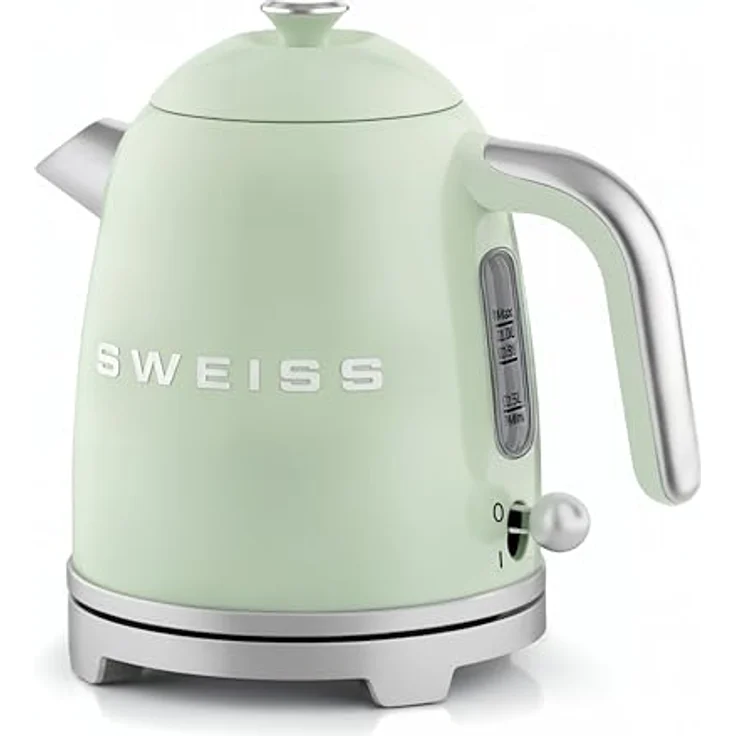 SWEISS Vintage Wasserkocher, 1 l, Edelstahl, 1000 W, 360° drehbar, automatische Abschaltung, Grüner Farbton – Bild 3