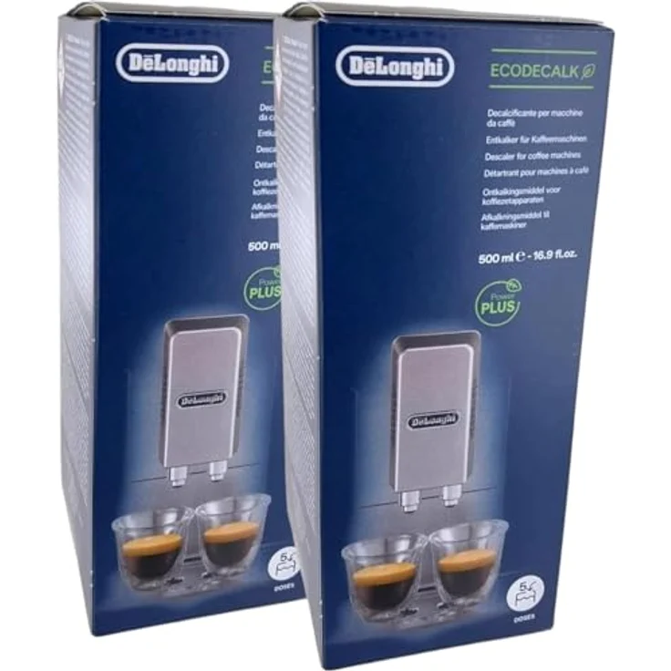 DL-pro 2 x Entkalker 500ml, Hochwirksames Reinigungsmittel für DeLonghi Kaffeemaschinen, 4 Entkalkungen pro Flasche – Bild 1