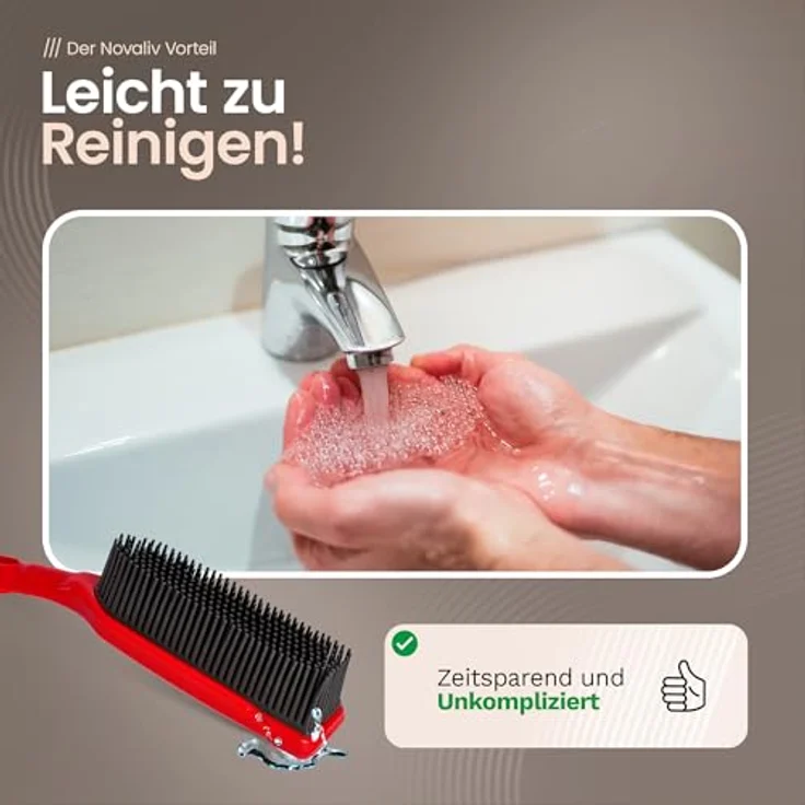 Novaliv Kehrgarnitur 19706-19705-19522, Gummibesen mit Teleskopstiel und Kehrgarnitur für Friseure, vielseitig einsetzbar auf verschiedenen Bodenbelägen, Made in Germany – Bild 4