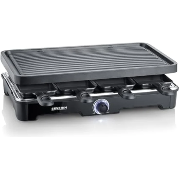 SEVERIN RG 9670 Raclette-Grill, Tischgrill für bis zu 8 Personen, 1.400 W Leistung, schwarz, mit Keramik- & Antihaftbeschichtung und 8 Raclette Pfännchen – Bild 3