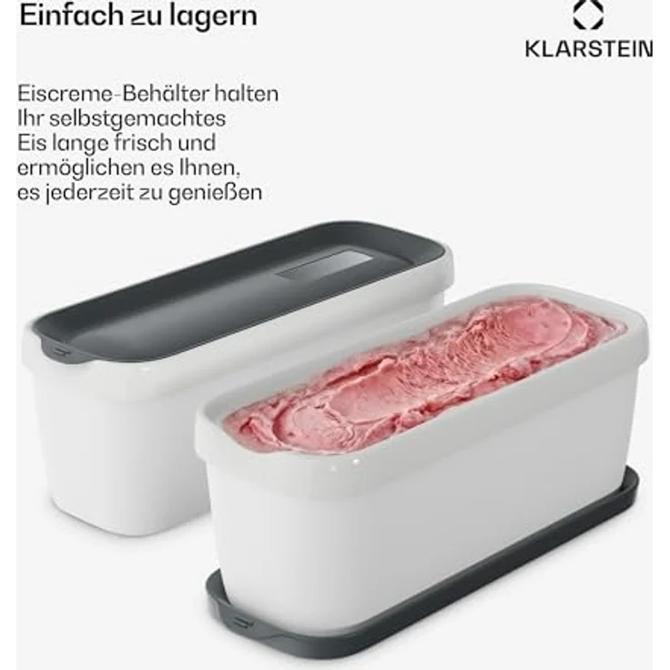 Klarstein Eisbehälter Set, 2x 1,5L Kunststoff, spülmaschinenfest, stapelbar, für Selbstgemachtes Eis, Joghurt und Slush-Eis, passend für Klarstein Maschinen – Bild 3