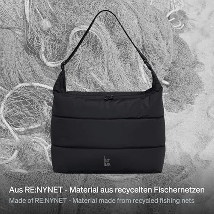 GOT BAG Puffer Square Bag Large Monochrome, vielseitige Handtasche aus recycelten Materialien, Schwarz, leicht und strapazierfähig – Bild 2