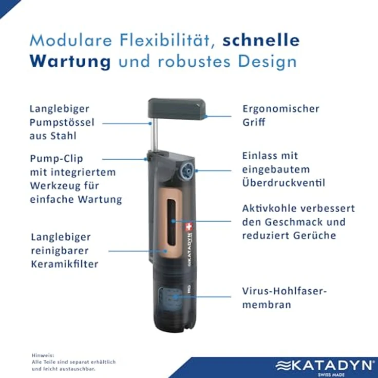 Katadyn Explorer Pro Wasserfilter 8021292, 3-Stufen-Filtration mit Keramik-, Aktivkohle- und Virusmembran, mobiler Purifier für extreme Umgebungen – Bild 6