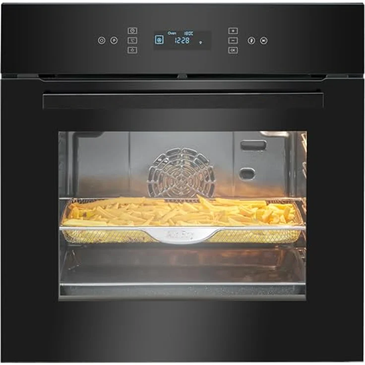 Bomann EBO 7912, Einbau-Backofen mit Pyrolyse, 67 Liter, Grill, AirFry, Umluft, Touch-Display, Energieklasse A, schwarz – Bild 1