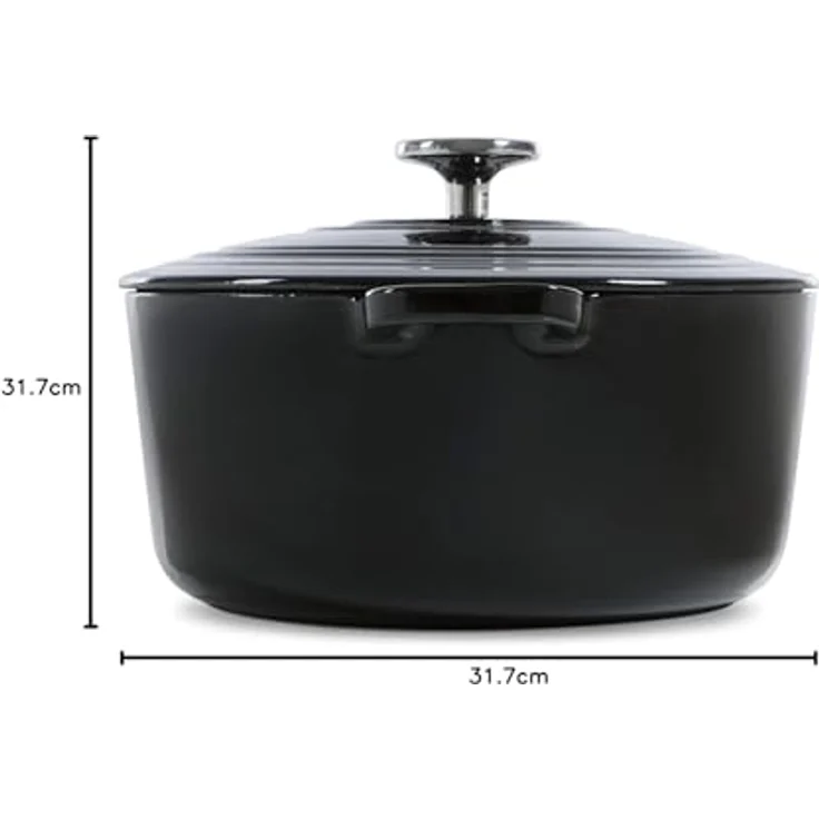 BK Cookware H6071.524 BK Bourgogne Schmortopf 24 cm-4.2L, liertes Gusseisen, Deckel mit Tropfringen, Induktions--Backofengeeignet, Spülmaschinenfest, Jet Schwarz – Bild 13