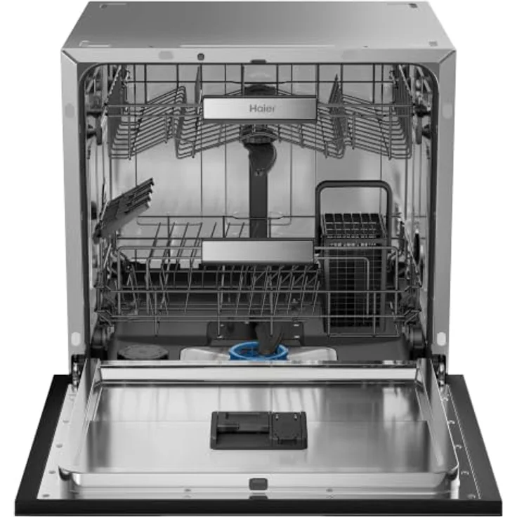 Haier XPI 8D9FFB, Halb integrierter Geschirrspüler, 60 cm, Schwarz, Touchscreen, TFT, 9 Spülprogramme