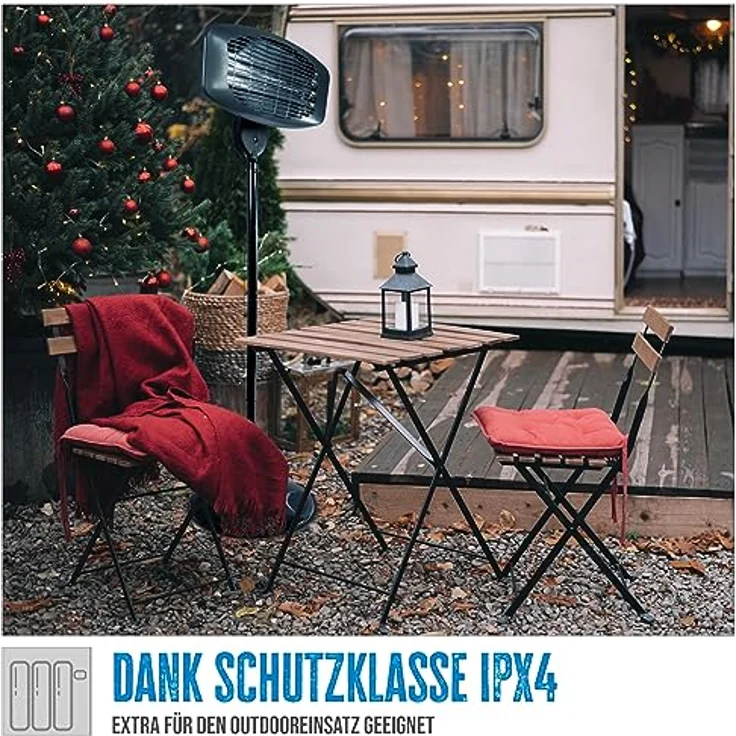 Güde Infrarot Standheizstrahler GIH 2000 (2000W Heizleistung, 3 Heizstufen (650/1035/2000 W), 15 m³ max. Raumheizvermögen, Quarz-Heizelemente, großer Standfuß & Kippschutz & stabiles Metallgestell) – Bild 4