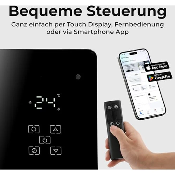 KLAMER Konvektor Pro 2500 W, Smart WLAN Heizgerät mit App- & Timersteuerung, Frostschutzmodus, LED-Display, Überhitzungsschutz, Wand- oder Standmontage für Wohn- & Schlafräume – Bild 3