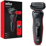 Braun Series 5 Rasierer für Herren, Elektrorasierer, EasyClean, Wet & Dry, wiederaufladbar & kabellos, Vatertagsgeschenk, 51-R1000s, Rot