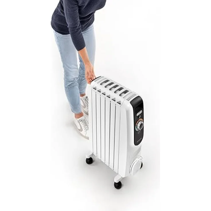 Delonghi TRD50615 Ölradiator, 1500 Watt Heizleistung, Schwarz/Weiß, elektronische Temperaturregelung, mobile Nutzung – Bild 2