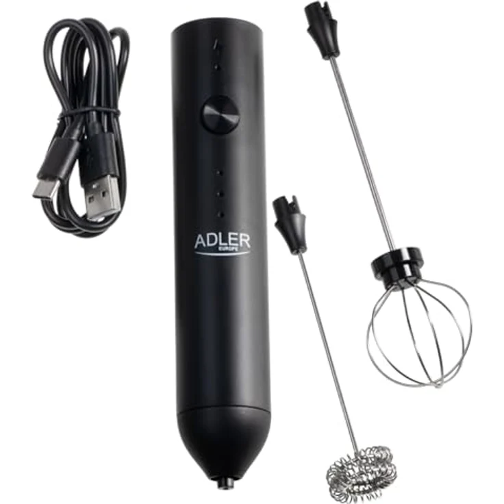 ADLER EUROPE Milchaufschäumer AD 4533, elektrisch wiederaufladbar, 2-in-1 Handaufschäumer mit Schneebesen, USB-C, für Latte, Cappuccino und Matcha, schwarz – Bild 4