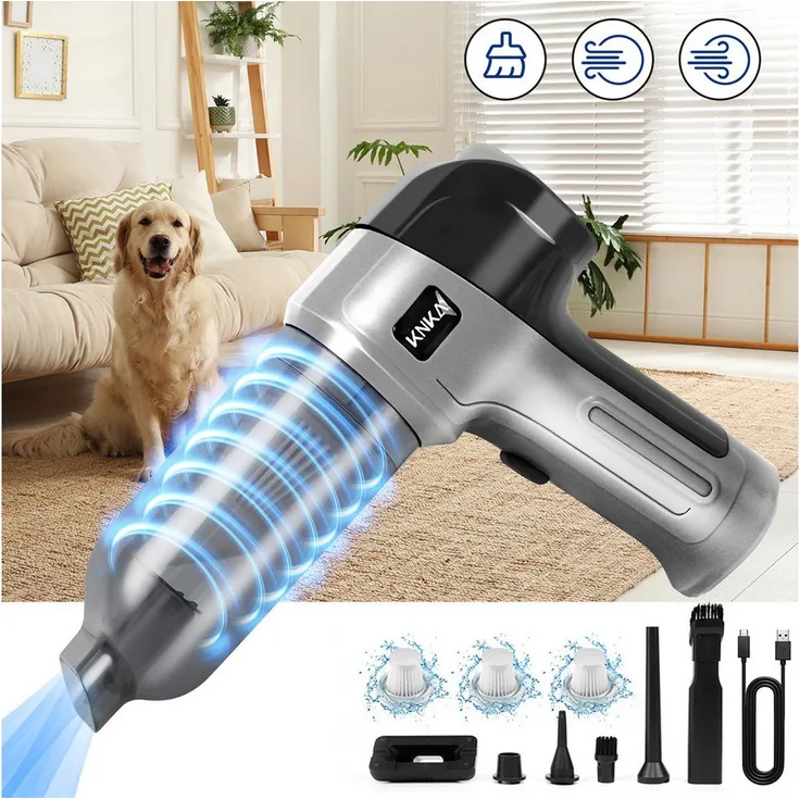 KNKA PRO Akku-Handstaubsauger 3-in-1, 120 W, 9000 Pa Saugleistung, kabellos, für Auto, Haus und Tierhaare