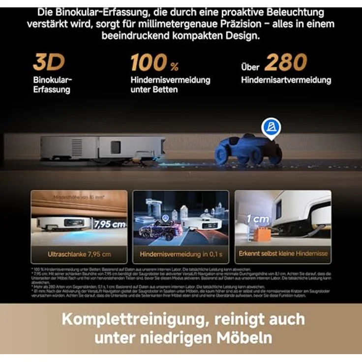 Dreame X50S ULTRA, Beutelloser Saugwischroboter mit 35.000 Pascal Saugkraft, Weiß, LiDAR-Navigation, 255 Minuten Laufzeit – Bild 3