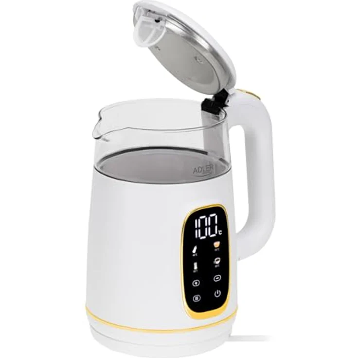 ADLER Wasserkocher AD 1232, 2200W mit Temperatureinstellung, 1,7L, LED-Display, Touchpanel, 5 Temperaturprogramme, Warmhaltefunktion, Kalkfilter – Bild 3