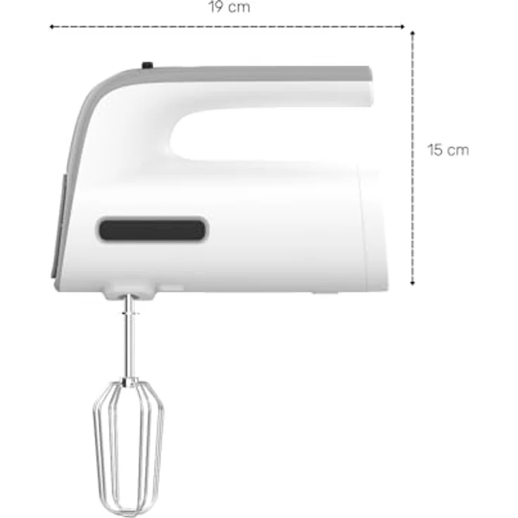 Taurus STATION GREY Handmixer, 300W, 5 Geschwindigkeiten, Turbofunktion, Kunststoff, weiß – Bild 8