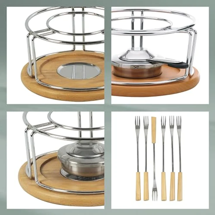 Kela 361306 Käsefondue-Set, Natürliches Design, 10-teilig, Feuerfeste Keramik, Käsefondue-Set Natura, 1 L – Bild 6