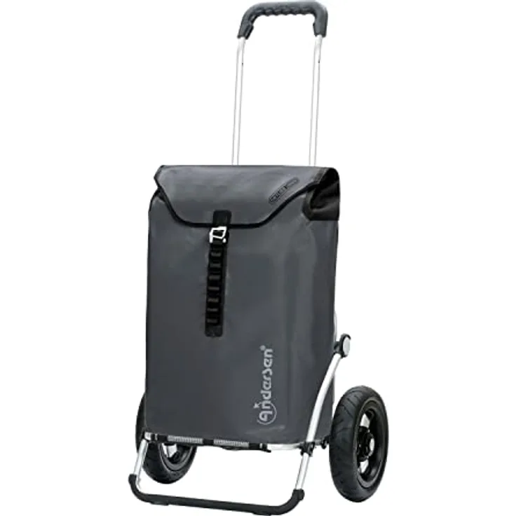 Andersen Einkaufstrolley - Royal Shopper Ortlieb anthrazit 49 L Handwagen, wasserdicht, wetterfest, Aluminium, klappbar, luftbereiftes Kugellagerrad