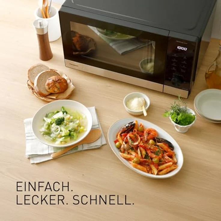 Panasonic NN-SD38QSEPG Solo-Mikrowelle 29L, 1000 W, Inverter-Technologie, 11 Automatikprogramme, Schwarz & Edelstahl – Bild 2